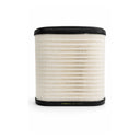 Round air filter with black rim on a white background