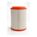 Steinberg's cylindrical air filter with orange top and bottom on a white background
