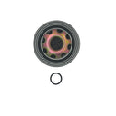 Air dryer filter's photo, taken from above, shows its inner design on a white background 