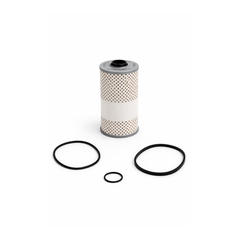 Fuel filter cartridge with O-rings on a white background