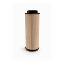Fuel filter with black top and beige pleated design on a white background