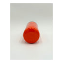 Orange oil lube filter lying on a white backgorund